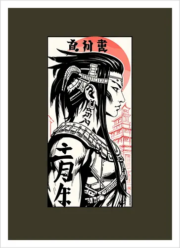 Poster japanisches Mädchen Kanji