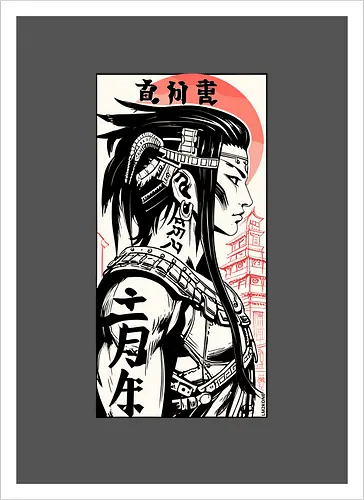 Poster japanisches Mädchen Kanji