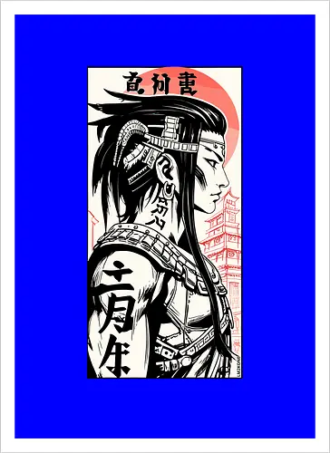 Poster japanisches Mädchen Kanji