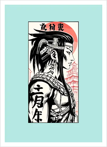 Poster japanisches Mädchen Kanji