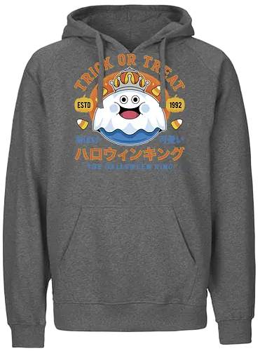 King of Slime Halloween - Quest, slime, monsters, golem, game, gaming, gamer, video games, rpg, jrpg, kawaii, dragon, halloween, pumpkin - Fairtrade Hoodie