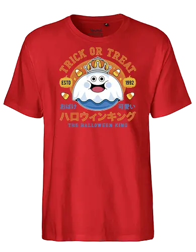 King of Slime Halloween - Quest, slime, monsters, golem, game, gaming, gamer, video games, rpg, jrpg, kawaii, dragon, halloween, pumpkin - Fairtrade T-Shirt