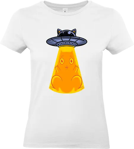 big catch  - cat, animal, cute, funny, shape, catlover, fun, ufo, alien, scifi, fantasy - Standard T-Shirt (Women)