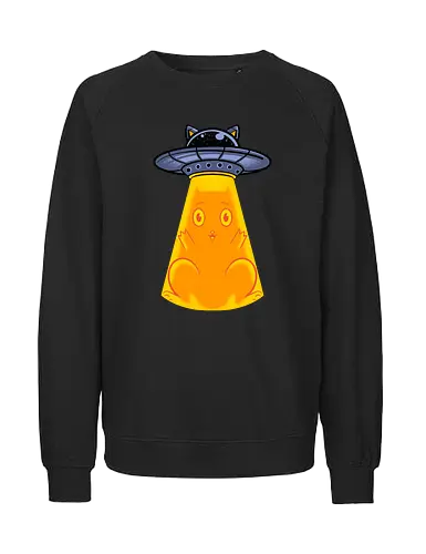 big catch  - cat, animal, cute, funny, shape, catlover, fun, ufo, alien, scifi, fantasy - Fairtrade Sweatshirt