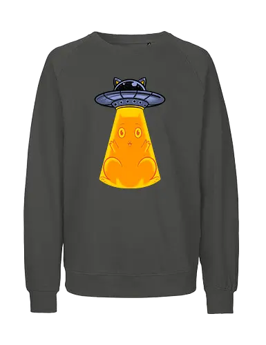 big catch  - cat, animal, cute, funny, shape, catlover, fun, ufo, alien, scifi, fantasy - Fairtrade Sweatshirt