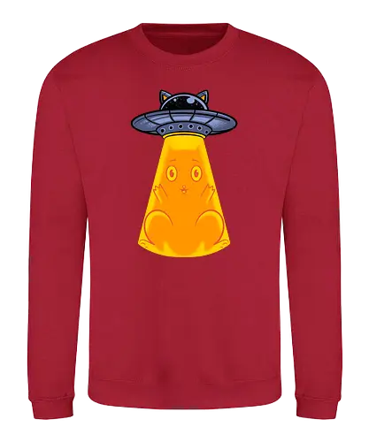 big catch  - cat, animal, cute, funny, shape, catlover, fun, ufo, alien, scifi, fantasy - Sweatshirt