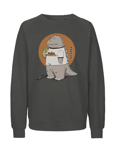Kaiju from Japan - chibi kaiju, cute kaiju, classic kaiju, Kaiju, tokyo japan, mt. fuji, kaiju, japan kaiju, chibi godzilla, 1954 gojira, fuji japan, famous in japan, japanese monster - Fairtrade Sweatshirt