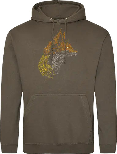 Fox in leaves - fox, foxes, animal lovers, artistic, kharmazero, fall season, autumn, autumn colors, nature - Standard Hoodie