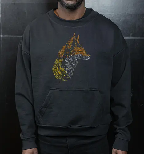 Fox in leaves - fox, foxes, animal lovers, artistic, kharmazero, fall season, autumn, autumn colors, nature - Cropped Sweatshirt