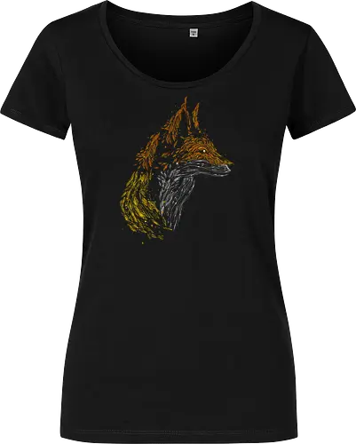 Fox in leaves - fox, foxes, animal lovers, artistic, kharmazero, fall season, autumn, autumn colors, nature - Women T-Shirt