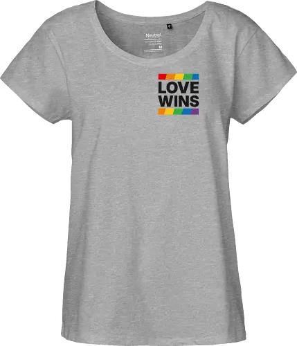 LOVE WINS - Pocket - schwarz - Fairtrade Girl Shirt