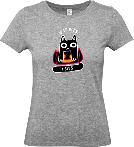 If it Fits I Sits - Black cat, halloween, pumpkin, jack o lantern, halloween 2024, autumn, fall, witches cat, minimal, simple cat, cat sat, cat in pumpkin, cute cat, kitty, kitten, pumpkin carving, spooky - Standard T-Shirt (Women)