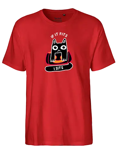 If it Fits I Sits - Black cat, halloween, pumpkin, jack o lantern, halloween 2024, autumn, fall, witches cat, minimal, simple cat, cat sat, cat in pumpkin, cute cat, kitty, kitten, pumpkin carving, spooky - Fairtrade T-Shirt