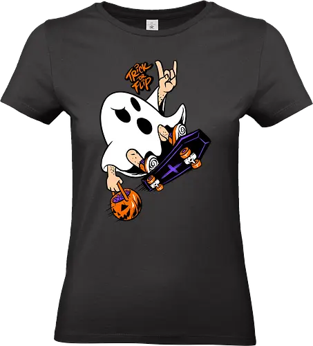 trick or flip  - horror, halloween, cool, cute, fun, Pen and Paper, game, plant, cartoon, monster - Standard T-Shirt (Women)