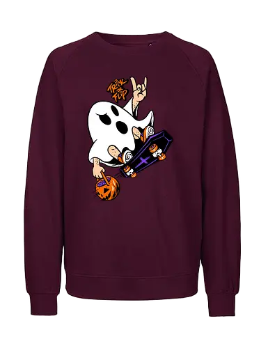 trick or flip  - horror, halloween, cool, cute, fun, Pen and Paper, game, plant, cartoon, monster - Fairtrade Sweatshirt