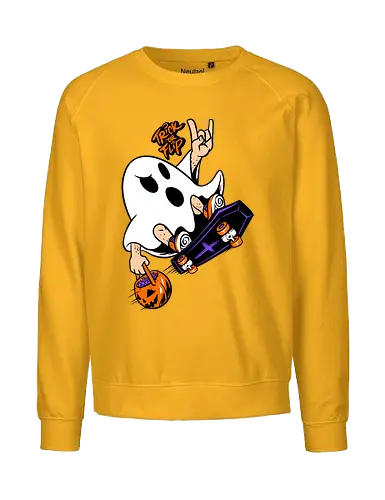 trick or flip  - horror, halloween, cool, cute, fun, Pen and Paper, game, plant, cartoon, monster - Fairtrade Sweatshirt