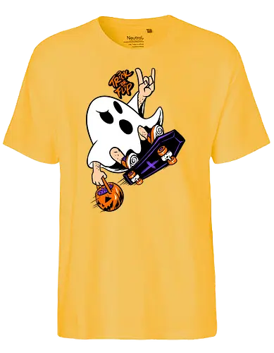 trick or flip  - horror, halloween, cool, cute, fun, Pen and Paper, game, plant, cartoon, monster - Fairtrade T-Shirt