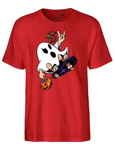 trick or flip  - horror, halloween, cool, cute, fun, Pen and Paper, game, plant, cartoon, monster - Fairtrade T-Shirt