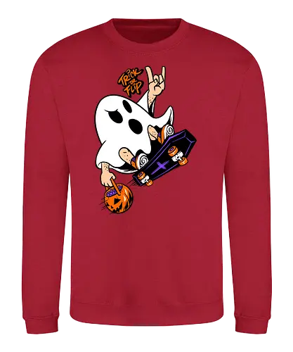 trick or flip  - horror, halloween, cool, cute, fun, Pen and Paper, game, plant, cartoon, monster - Sweatshirt