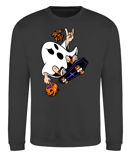 trick or flip  - horror, halloween, cool, cute, fun, Pen and Paper, game, plant, cartoon, monster - Sweatshirt
