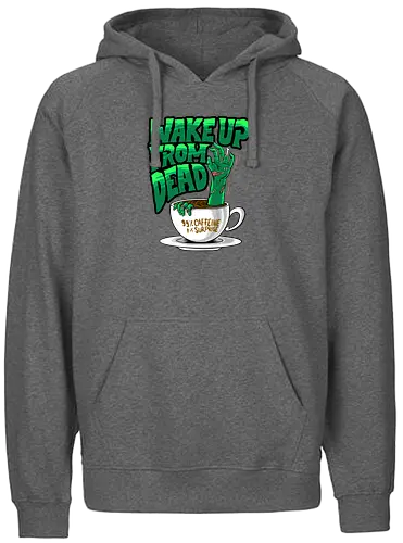 wake the dead  - horror, halloween, cool, cute, fun, cartoon, monster, coffee, caffeine, zombie, expresso - Fairtrade Hoodie
