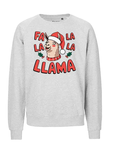 Fa la la la llama - christmas, llama, santa hat, festive, holiday, text, holly, cheerful, graphics - Fairtrade Sweatshirt