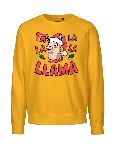 Fa la la la llama - christmas, llama, santa hat, festive, holiday, text, holly, cheerful, graphics - Fairtrade Sweatshirt