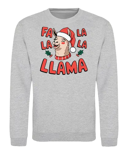 Fa la la la llama - christmas, llama, santa hat, festive, holiday, text, holly, cheerful, graphics - Sweatshirt