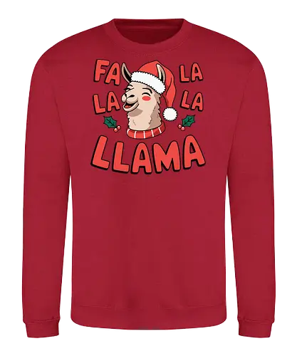 Fa la la la llama - christmas, llama, santa hat, festive, holiday, text, holly, cheerful, graphics - Sweatshirt