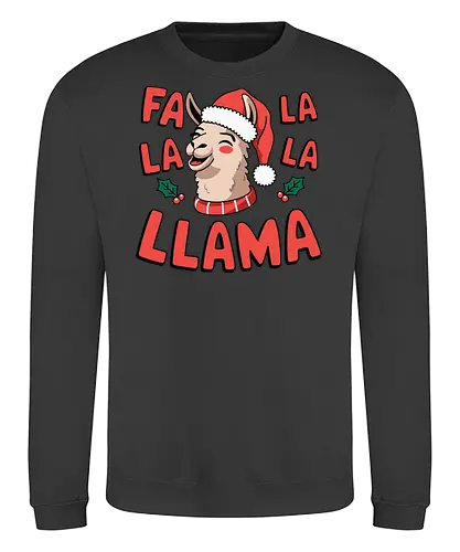 Fa la la la llama - christmas, llama, santa hat, festive, holiday, text, holly, cheerful, graphics - Sweatshirt