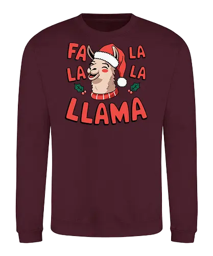 Fa la la la llama - christmas, llama, santa hat, festive, holiday, text, holly, cheerful, graphics - Sweatshirt