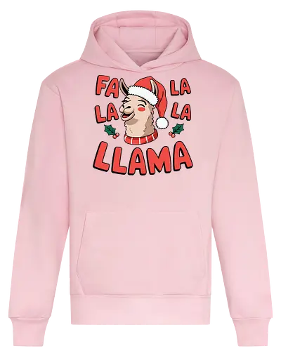 Fa la la la llama - christmas, llama, santa hat, festive, holiday, text, holly, cheerful, graphics - Heavyweight Hoodie