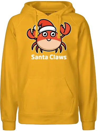 Santa Claws - cartoon, crab, santa hat, festive, holiday, humor, christmas, character, cute, playful, puns - Fairtrade Hoodie