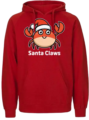 Santa Claws - cartoon, crab, santa hat, festive, holiday, humor, christmas, character, cute, playful, puns - Fairtrade Hoodie