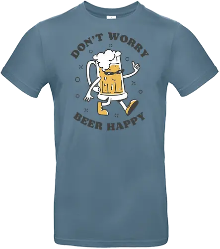 Don't Worry Beer Happy - beer, cartoon, party, drink, drinks, alcohol, funny, happy. - Standard T-Shirt