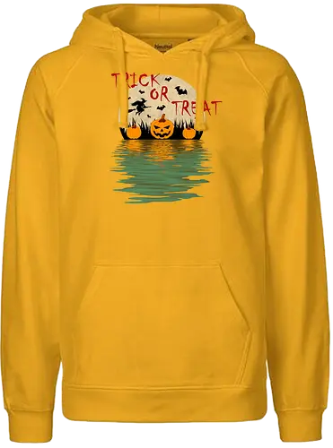 Trick Or Treat Halloween Art - halloween, funny halloween, funny quote, geek, happy halloween, humor, joke, meme, memes, nerd, parody, spooky, trick or treat, vintage halloween art - Fairtrade Hoodie