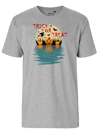 Trick Or Treat Halloween Art - halloween, funny halloween, funny quote, geek, happy halloween, humor, joke, meme, memes, nerd, parody, spooky, trick or treat, vintage halloween art - Fairtrade T-Shirt