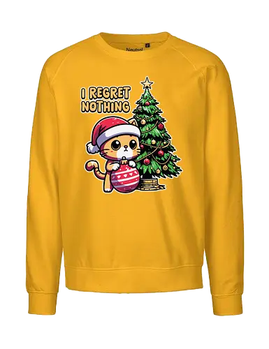 I REGRET NOTHING - cat, santa hat, christmas tree, ornament, festive, humor, cute, holiday, cartoon, decoration - Fairtrade Sweatshirt