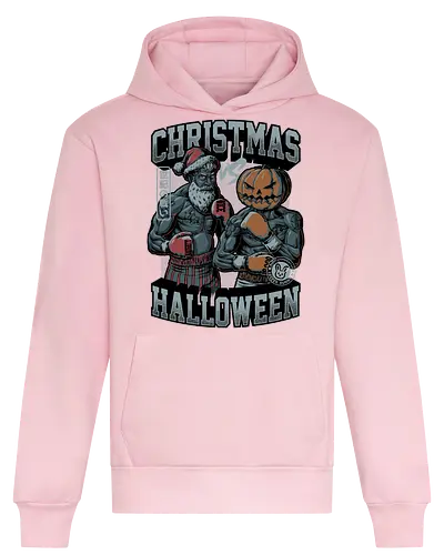 Christmas vs. Halloween - christmas, halloween, october, mma, fight, holiday, easter, bunny, santa claus, nice, naughty, scary, spooky, creepy, pumpkin, martial arts, ufc, fighting, Trick Or Treat, christmas - Heavyweight Hoodie