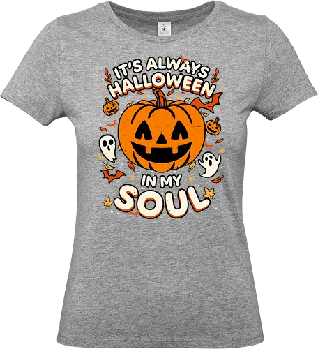 Halloween Soul Pumpkin - Halloween, Spooky, Spooky Season, Mystery, Candy, Candy Corn, Horror, October, Surprise, fall, autumn, leaves, ghost, ghosts, lettering, horror - Standard T-Shirt (Women)