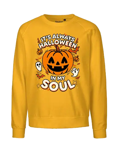 Halloween Soul Pumpkin - Halloween, Spooky, Spooky Season, Mystery, Candy, Candy Corn, Horror, October, Surprise, fall, autumn, leaves, ghost, ghosts, lettering, horror - Fairtrade Sweatshirt