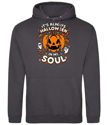 Halloween Soul Pumpkin - Halloween, Spooky, Spooky Season, Mystery, Candy, Candy Corn, Horror, October, Surprise, fall, autumn, leaves, ghost, ghosts, lettering, horror - Standard Hoodie