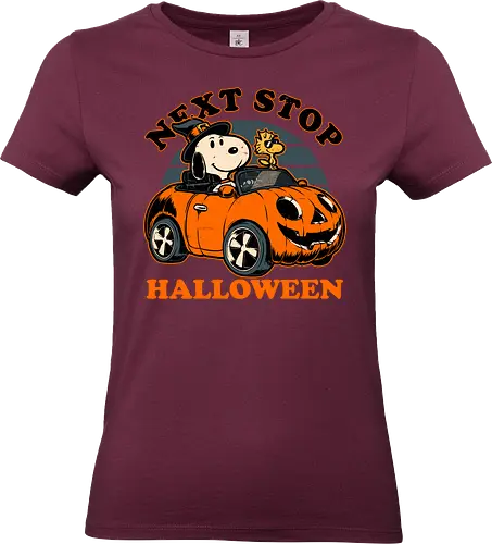 Spooky Beagle Car - halloween, holiday, october, spooky, trick or treat, Vintage, Retro Vintage, classic, Scary, creepy, dog, pet, beagle, bird, car, pumpkin, peanuts, woodstock - Standard T-Shirt (Women)