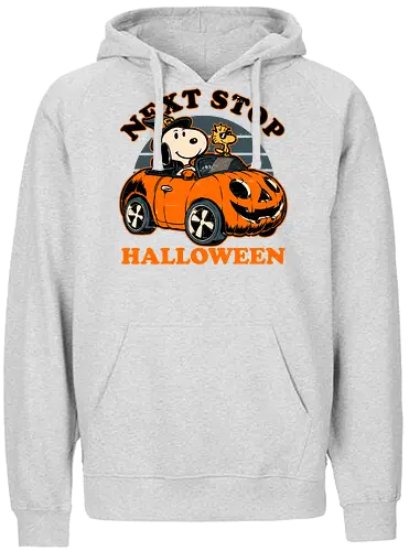 Spooky Beagle Car - halloween, holiday, october, spooky, trick or treat, Vintage, Retro Vintage, classic, Scary, creepy, dog, pet, beagle, bird, car, pumpkin, peanuts, woodstock - Fairtrade Hoodie