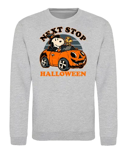 Spooky Beagle Car - halloween, holiday, october, spooky, trick or treat, Vintage, Retro Vintage, classic, Scary, creepy, dog, pet, beagle, bird, car, pumpkin, peanuts, woodstock - Sweatshirt