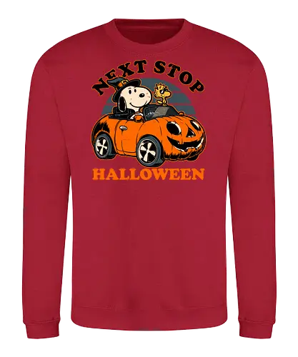 Spooky Beagle Car - halloween, holiday, october, spooky, trick or treat, Vintage, Retro Vintage, classic, Scary, creepy, dog, pet, beagle, bird, car, pumpkin, peanuts, woodstock - Sweatshirt