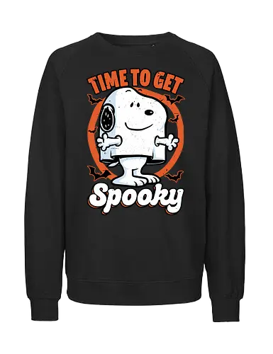 Spooky Beagle Halloween - Halloween, Spooky, Spooky Season, Mystery, Candy, Horror, October, Surprise, creepy, ghost, trick or treat, cute, boo, pet, beagle, dog, comic, bat, bats, peanuts - Fairtrade Sweatshirt