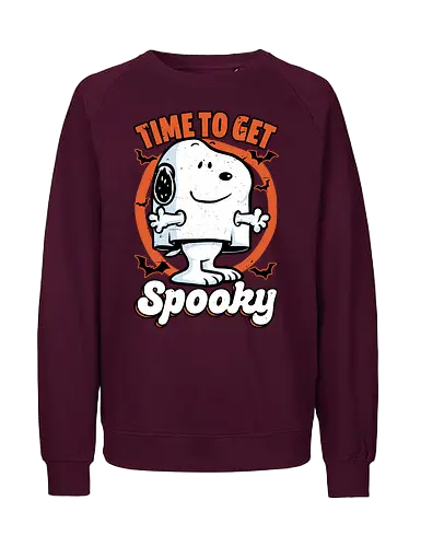 Spooky Beagle Halloween - Halloween, Spooky, Spooky Season, Mystery, Candy, Horror, October, Surprise, creepy, ghost, trick or treat, cute, boo, pet, beagle, dog, comic, bat, bats, peanuts - Fairtrade Sweatshirt