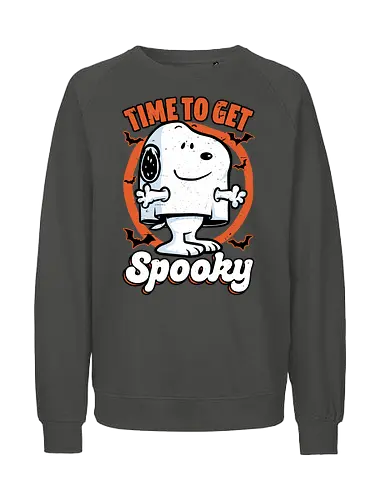 Spooky Beagle Halloween - Halloween, Spooky, Spooky Season, Mystery, Candy, Horror, October, Surprise, creepy, ghost, trick or treat, cute, boo, pet, beagle, dog, comic, bat, bats, peanuts - Fairtrade Sweatshirt