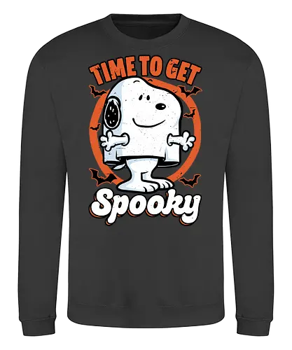 Spooky Beagle Halloween - Halloween, Spooky, Spooky Season, Mystery, Candy, Horror, October, Surprise, creepy, ghost, trick or treat, cute, boo, pet, beagle, dog, comic, bat, bats, peanuts - Sweatshirt